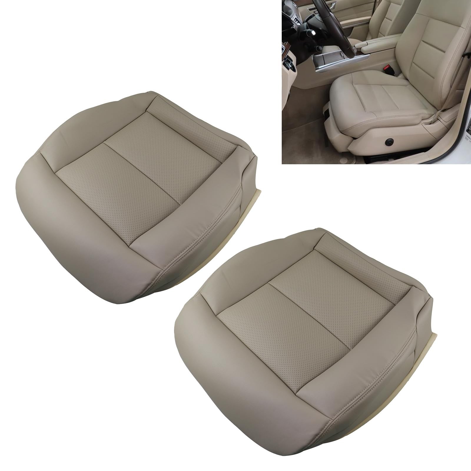 Tan Microfiber Leather Front Bottom Seat Covers Mercedes E200E250E300E350 14-16