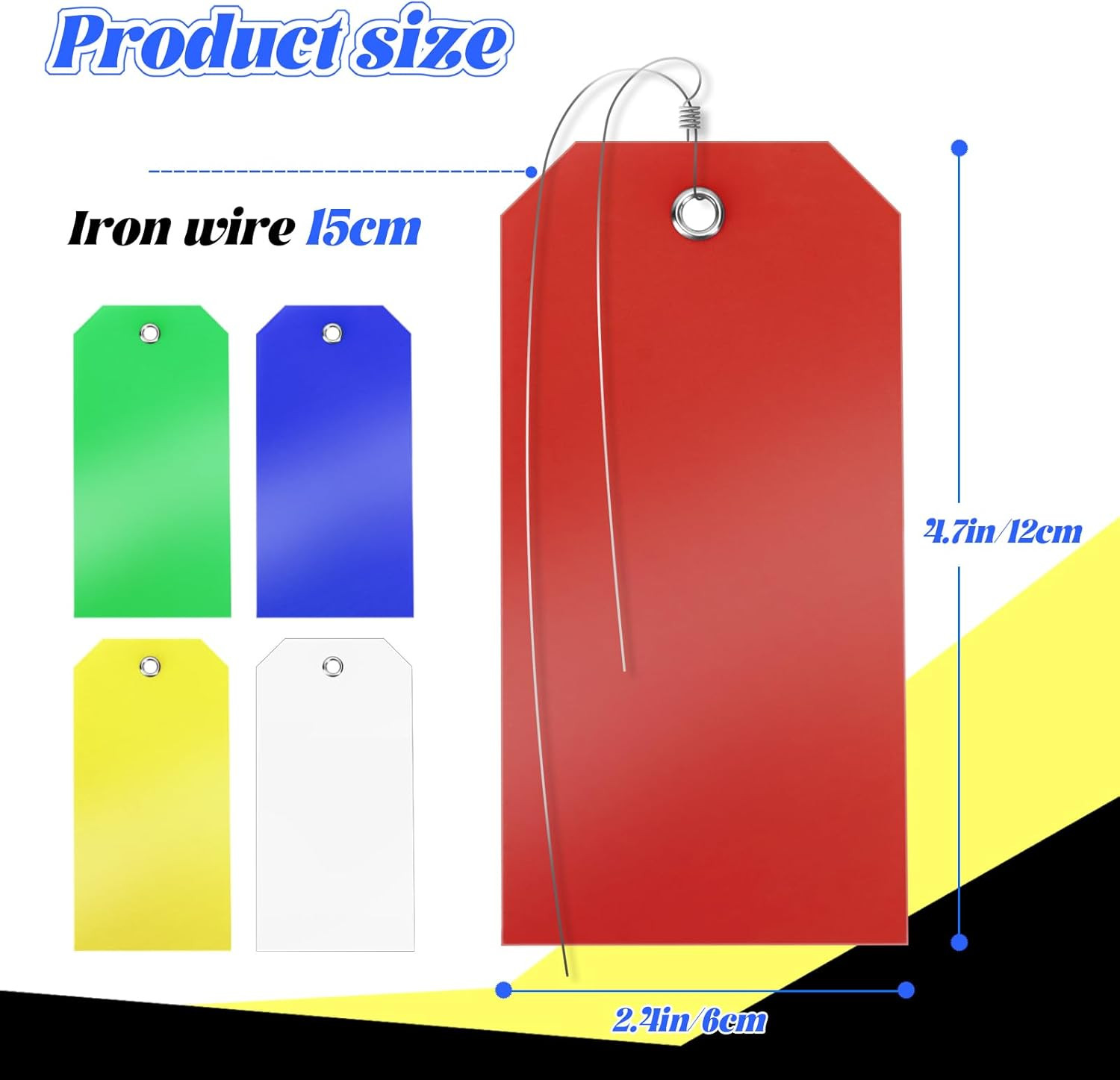 100 Sets Plastic Shipping Tags with Wire, 5 Colors Metal Eyelet Waterproof Tags