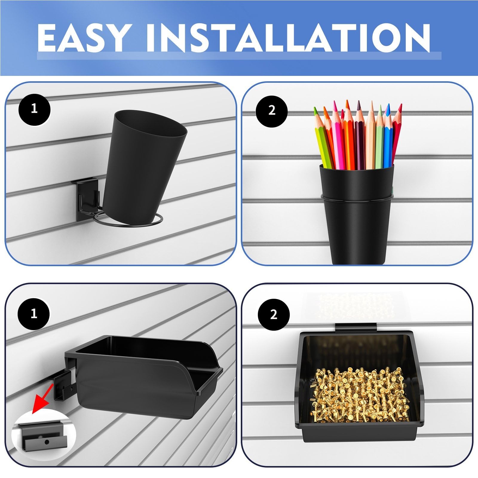 28 Pieces Slatwall Accessories Organizer Kit with Slatwall Hooks, Slatwall Bi
