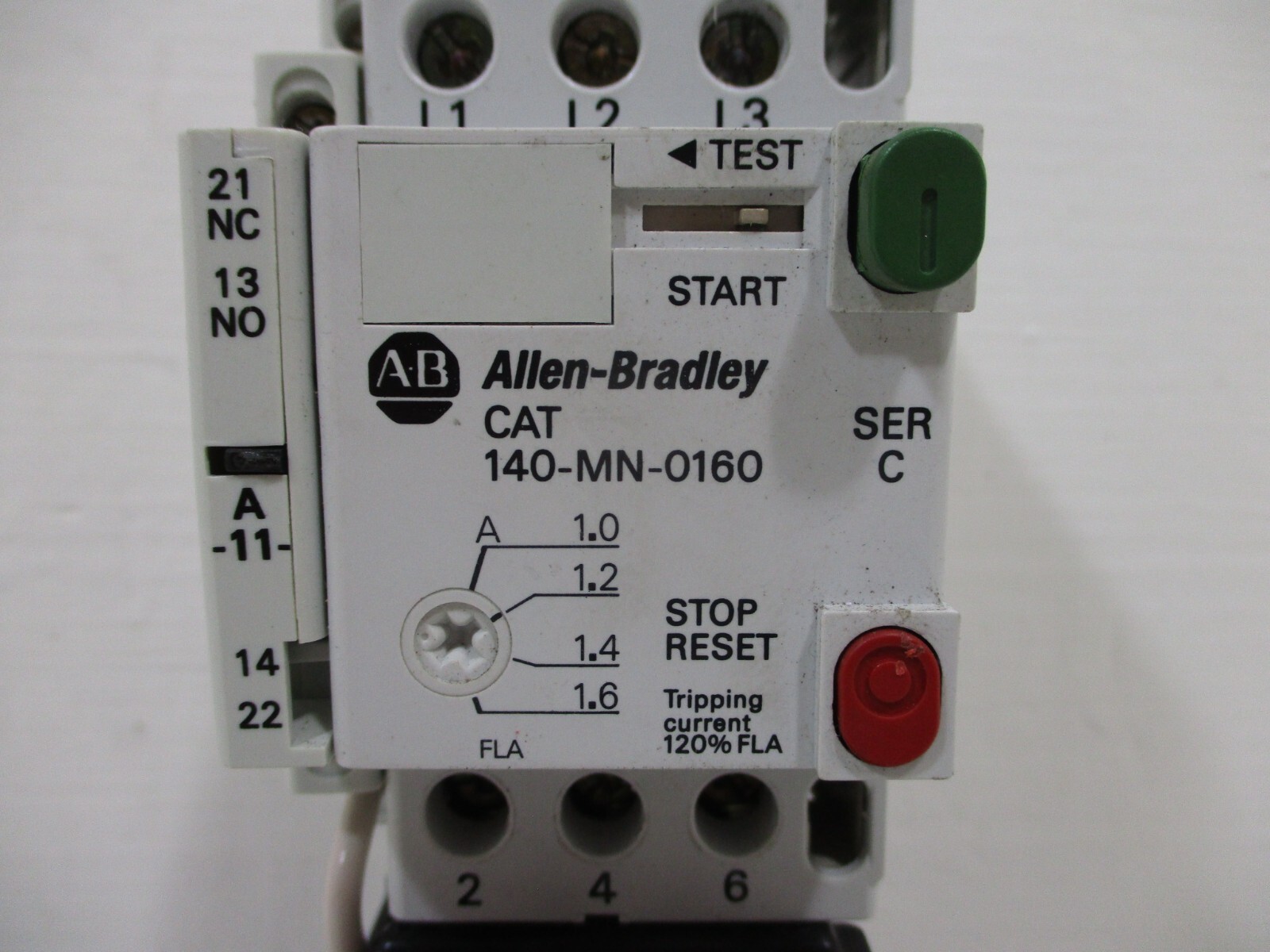 Allen Bradley 140-MN-0160 Manual Motor Starter 100-A18ND3 120V Coil 1-1.6 Amp