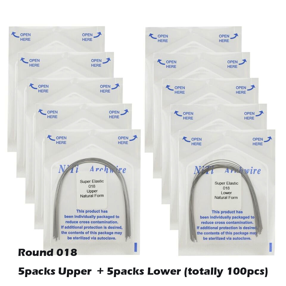 100pcs Dental Orthodontic Arch Wire Super Elastic NiTi Ovoid Natural Form Round