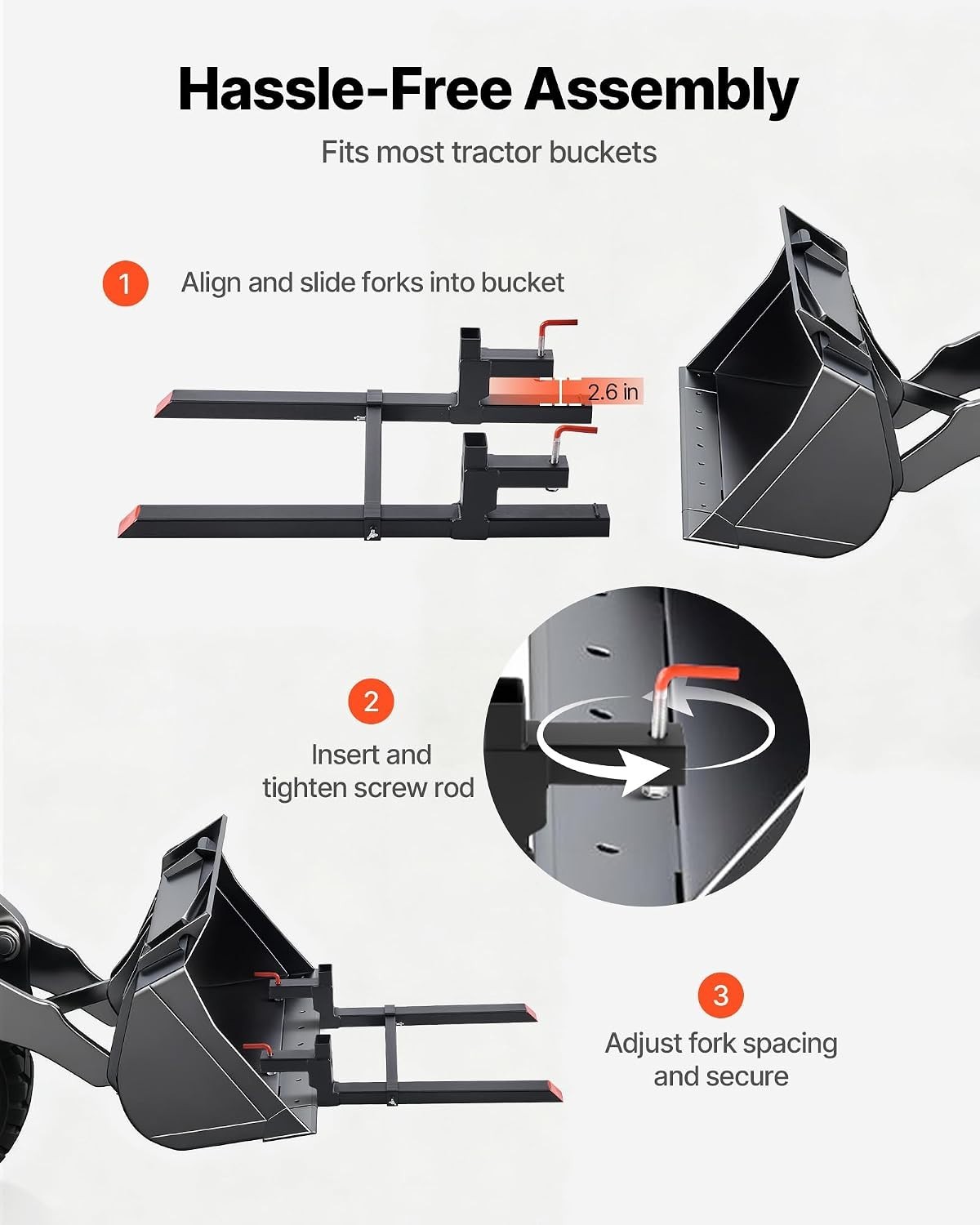 Vevor Clamp On Pallet Forks 2000 Lb 43 Inch Tractor Loader