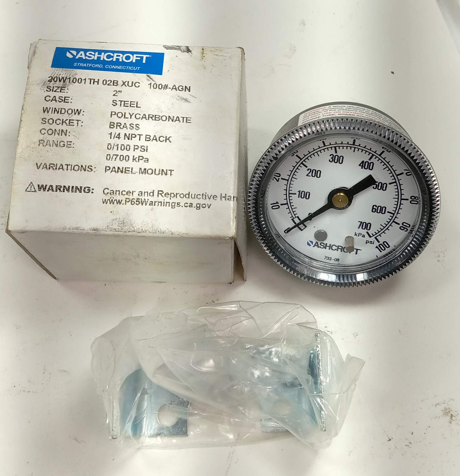 1 NEW ASHCROFT 20W1001TH 02B XUC 2″ PRESSURE GAUGE NIB ***MAKE OFFER***