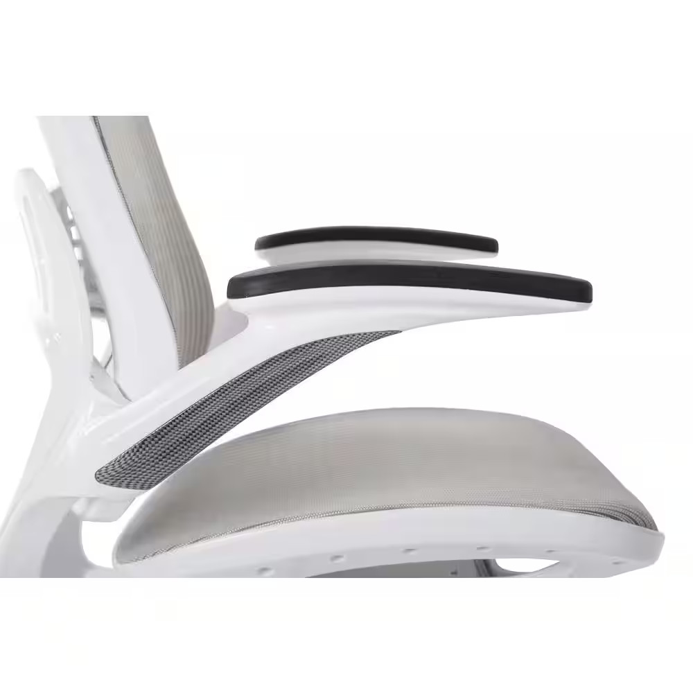 Riley 24.5 In. Wide White Upholstered Ergonomic Office Chair with Adjustable Hei