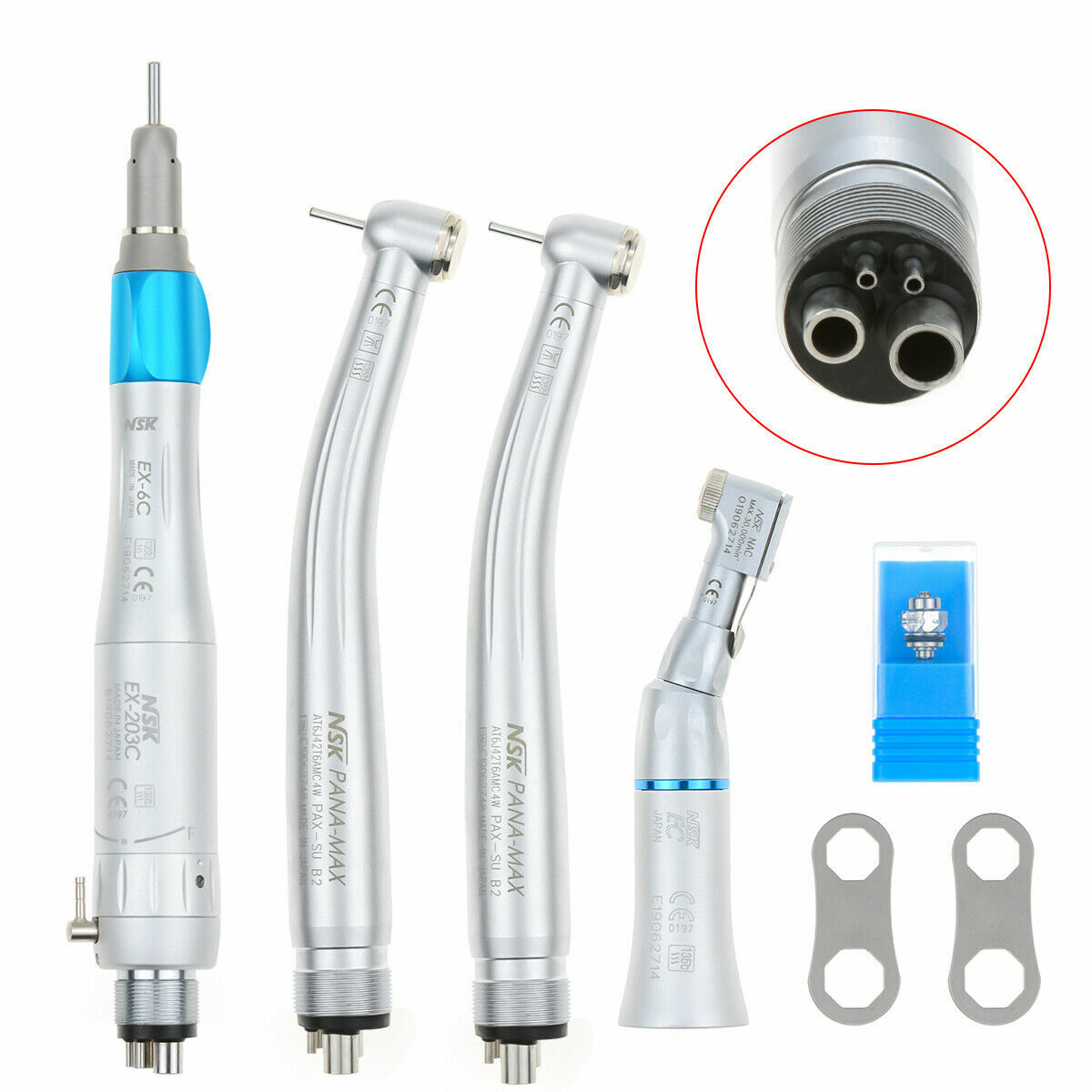 Dental High Speed & Low Speed Handpiece Set Push Button Type M4 4 Hole US STOCK