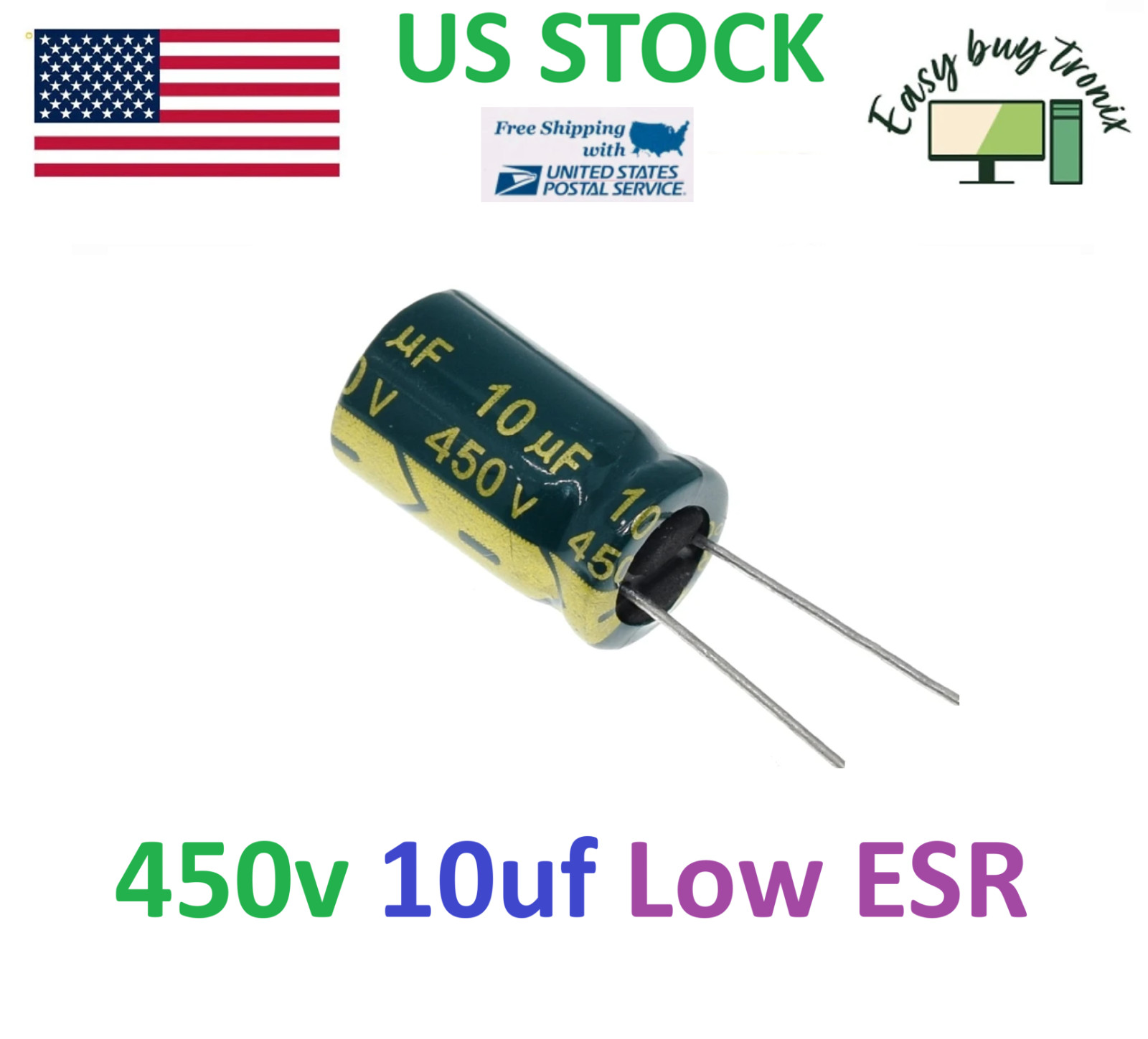 4PCS 450V 10UF High Frequency Low ESR Aluminum Capacitors for TV & Monitors