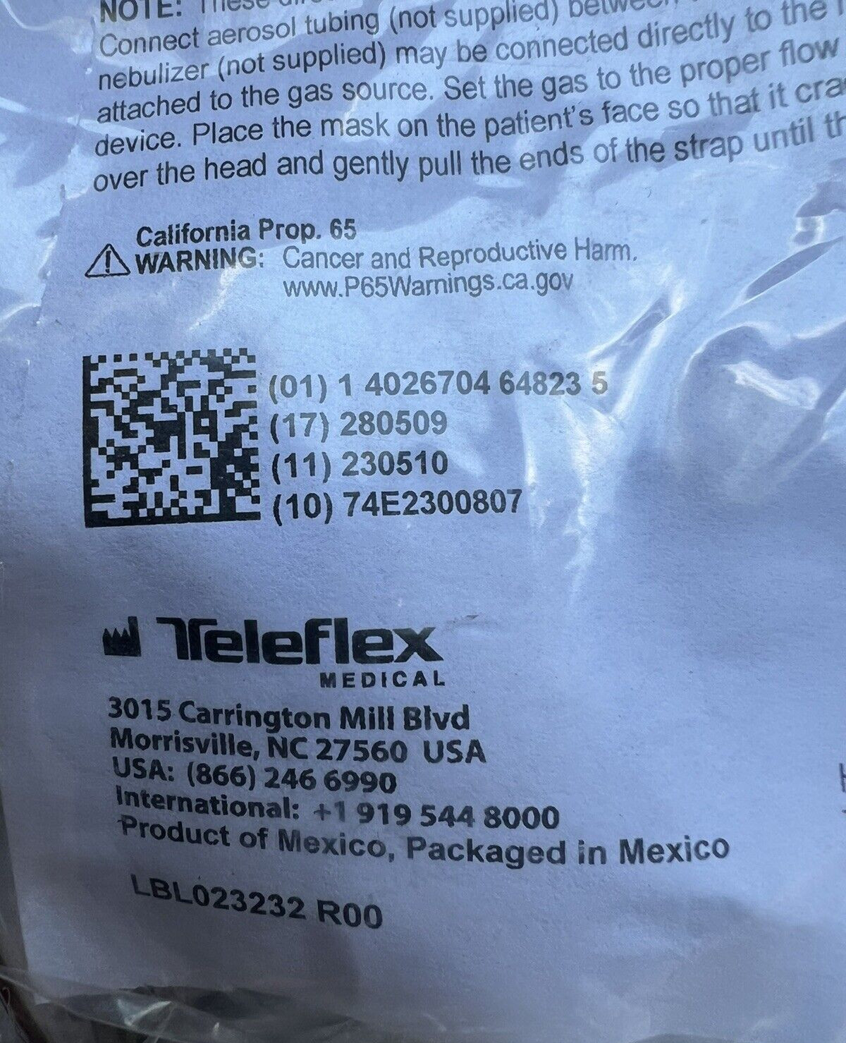 Teleflex Hudson RCI Aerosol Mask 1095 EXP 2028 Face tent Lot of 6