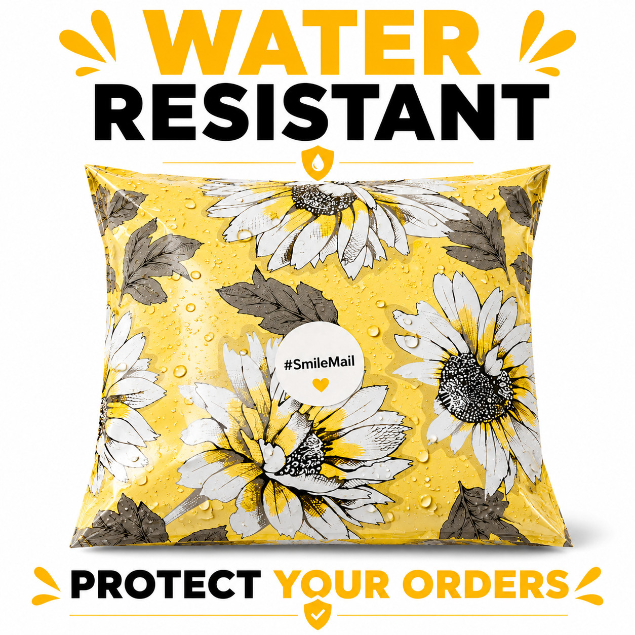 Sunflower Poly Mailers 10×13 Designer Shipping Bags Self Seal Cute