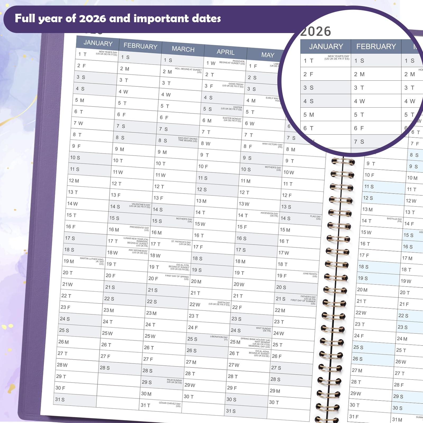 2026 Appointment Book – 30 Minutes-Hourly, 8.26″ x 10.7″, Purple:8″ x 10″