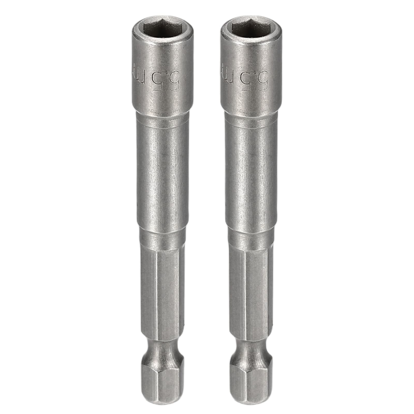 HARFINGTON 2pcs Nut Driver Drill Bit 5.5mm Metric Socket 1/4″ Hex Shank 2.56″ (6