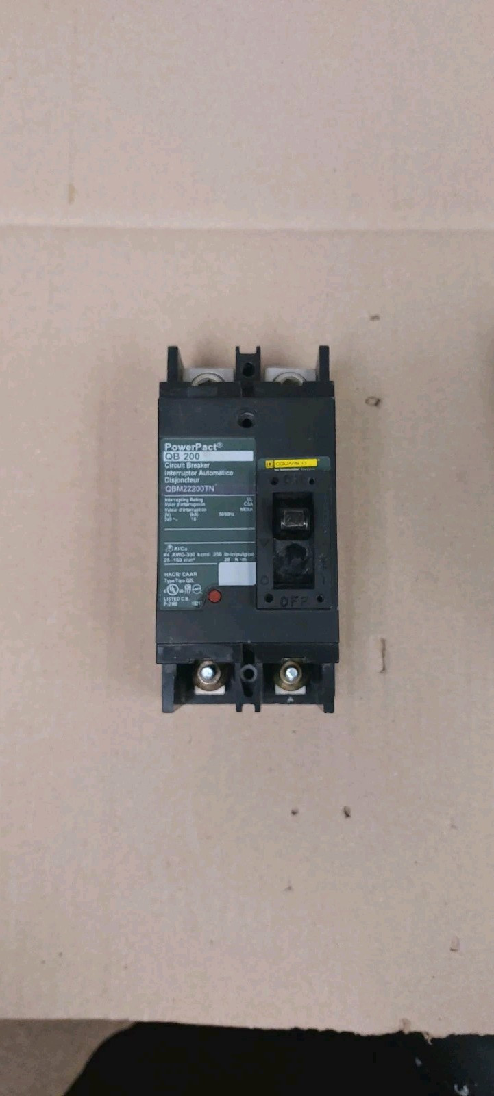 SQUARE D 200 AMP MAIN BREAKER TOP FEED QBM22200TN= Q2M2200MT ( replacement )