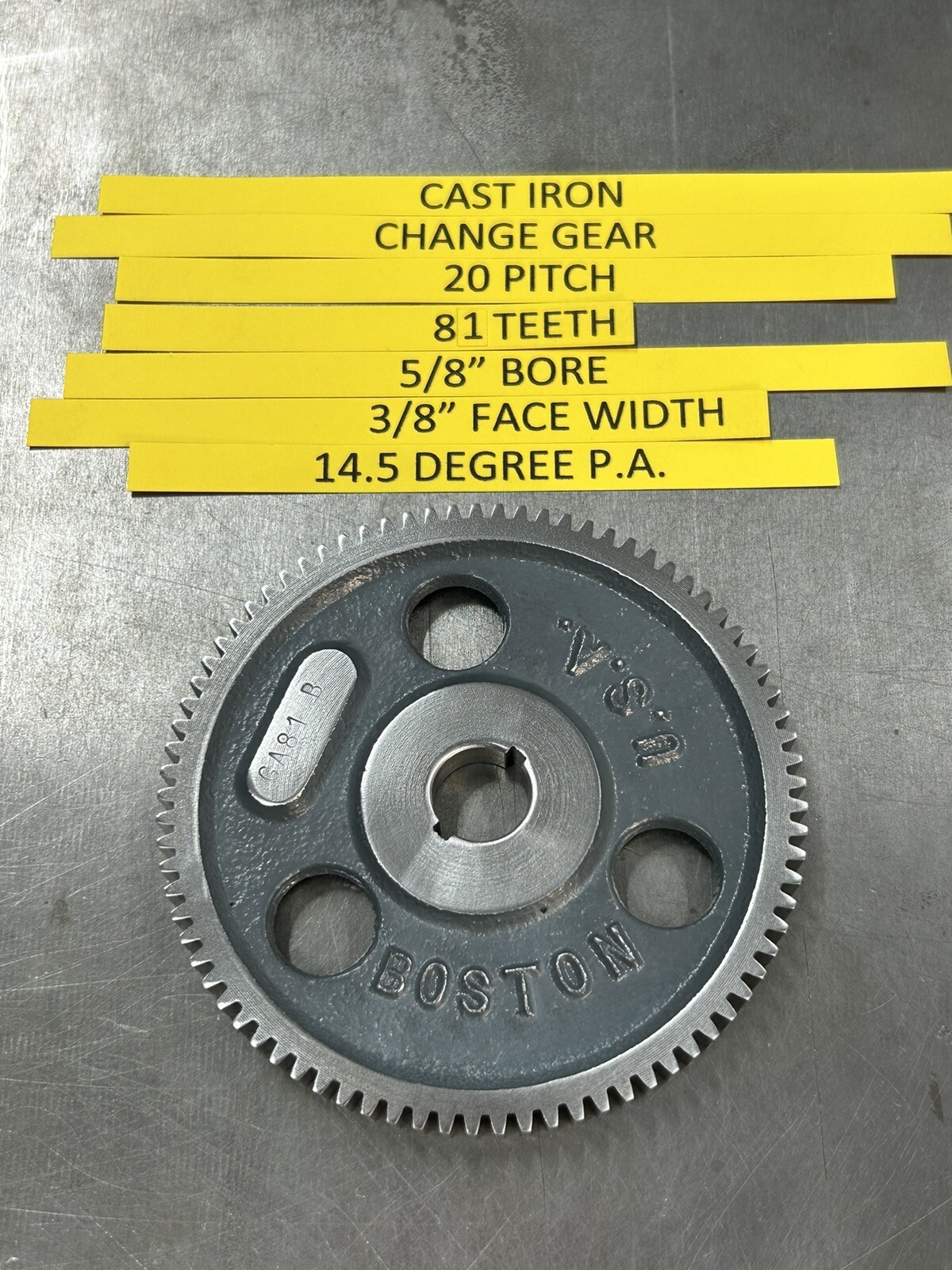 QTY 1 BOSTON GEAR GA81B CAST IRON CHANGE GEAR 20 PITCH 81 TEETH 5/8” BORE