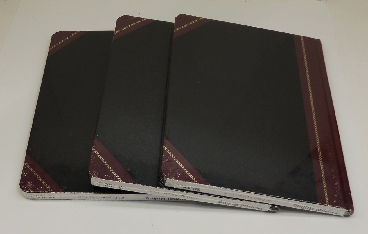 3 SEALED Boorum & Pease 38-150-J Account Book/Journal Ruled Black Smyth-sewn