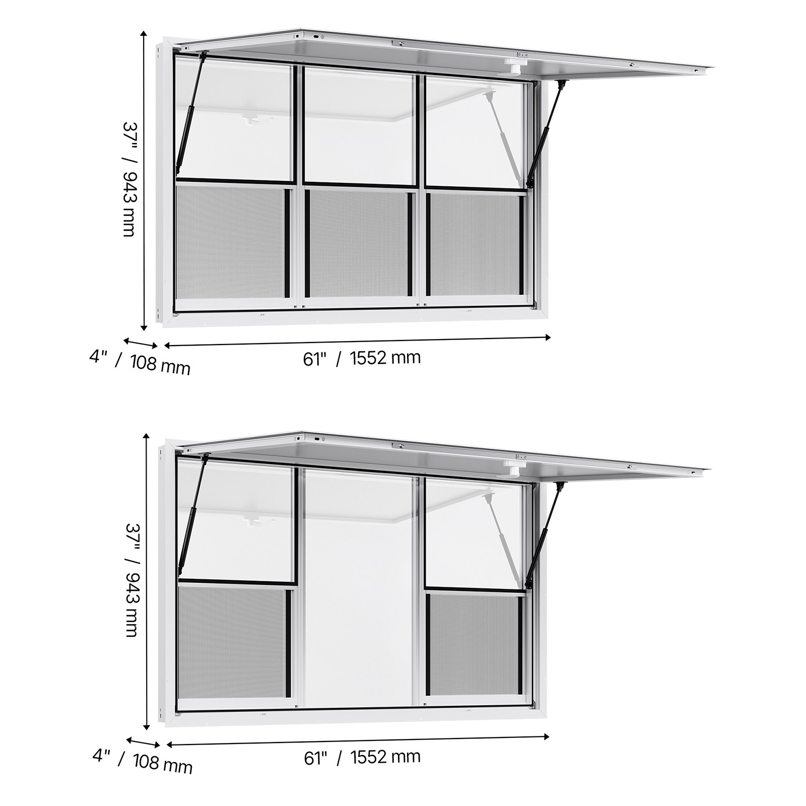 Uimoso 60x36in Concession Food Truck Serving Window with Aluminum Alloy Awning