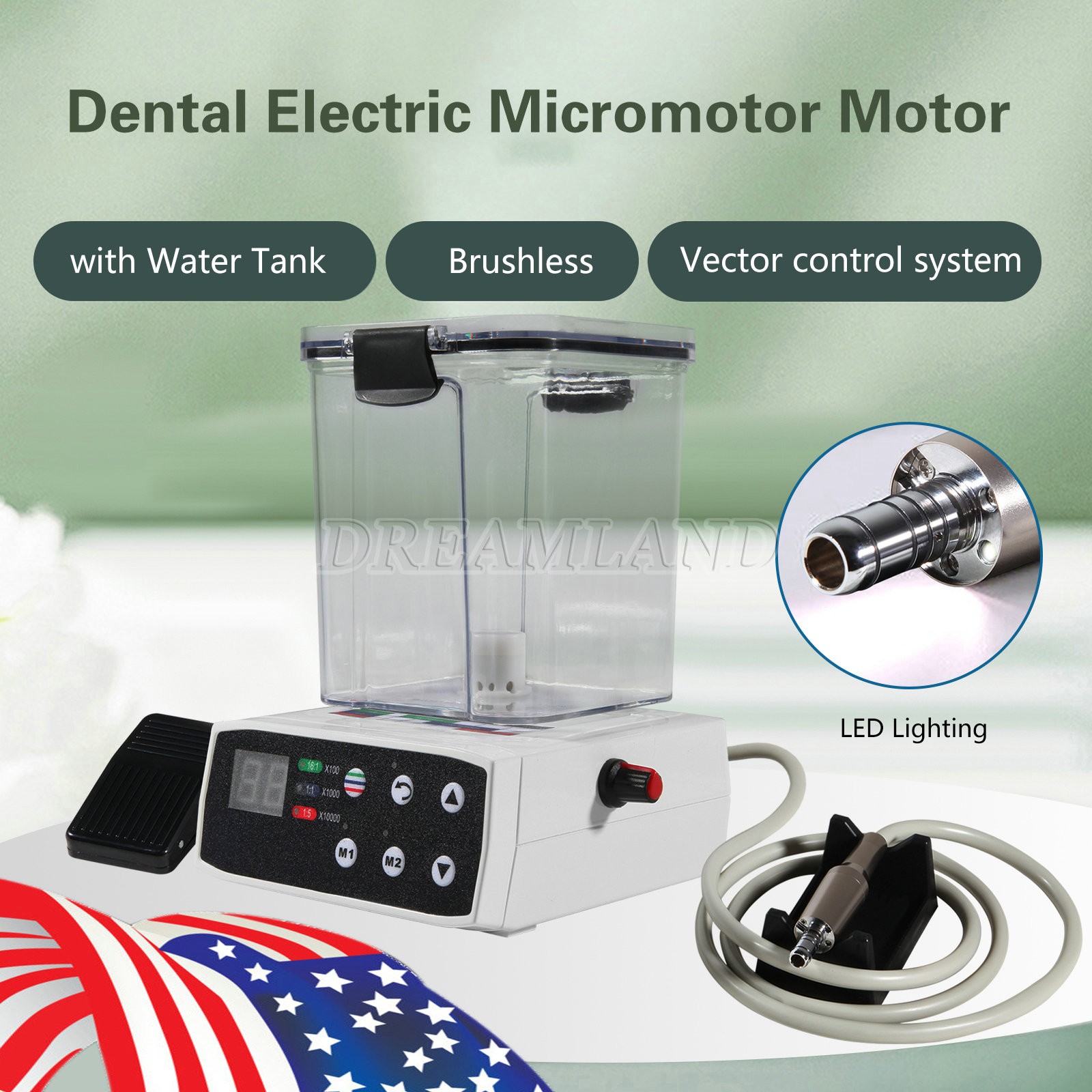 Dental Brushless LED Electric Motor Water Tank fit E type 1:5 1:1 LED Handpiece