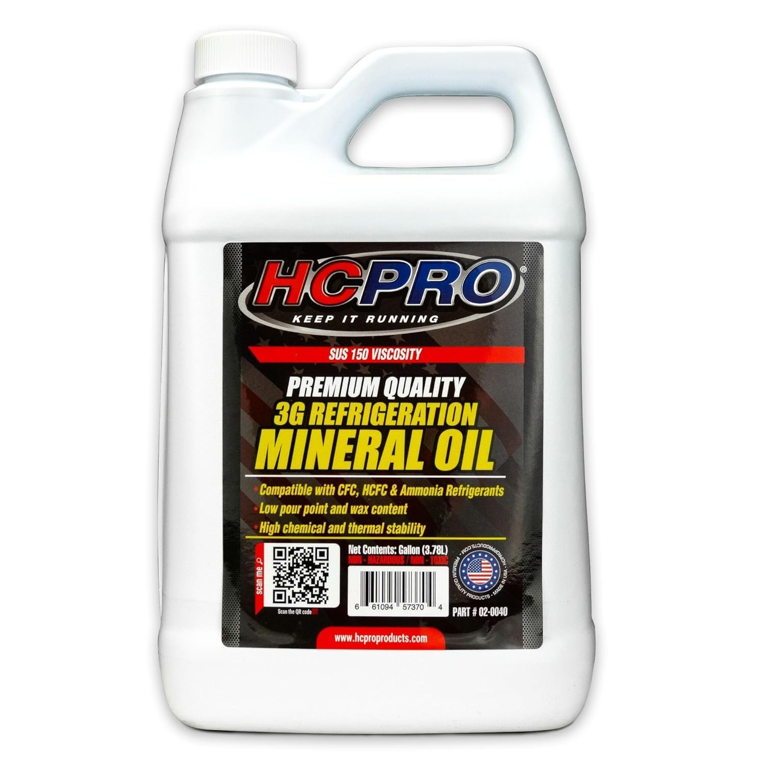 HCPRO 3G Mineral Refrigeration Compressor Oil 1 Gal ISO VG 32 SUS 150 CFC HCFC