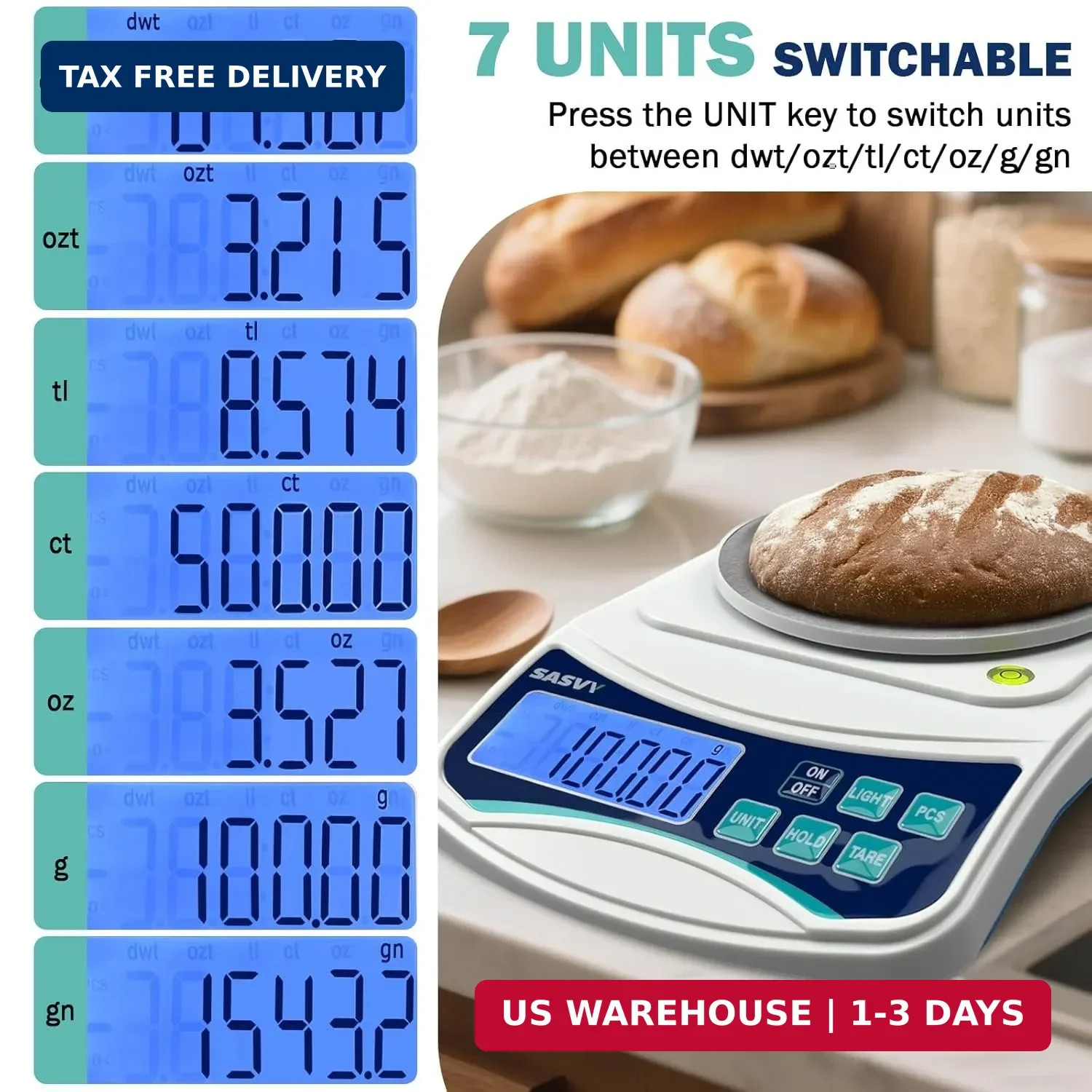 Digital Lab Scale 1000g x 0.01g oz/g/ct/DWT/tl/gn/ozt Precision Electronic Scien