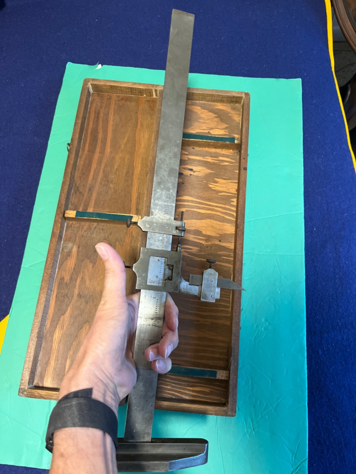 Vintage McGrath Vernier Height Gage in wooden box. St Paul.