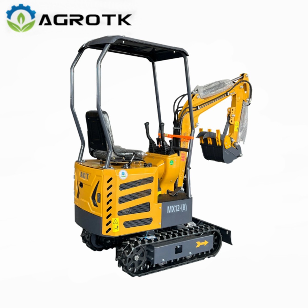 Agrotk Mini Excavator 1 Ton Digger 13.5HP Gas Rubber Tracked Crawler B&S Engine