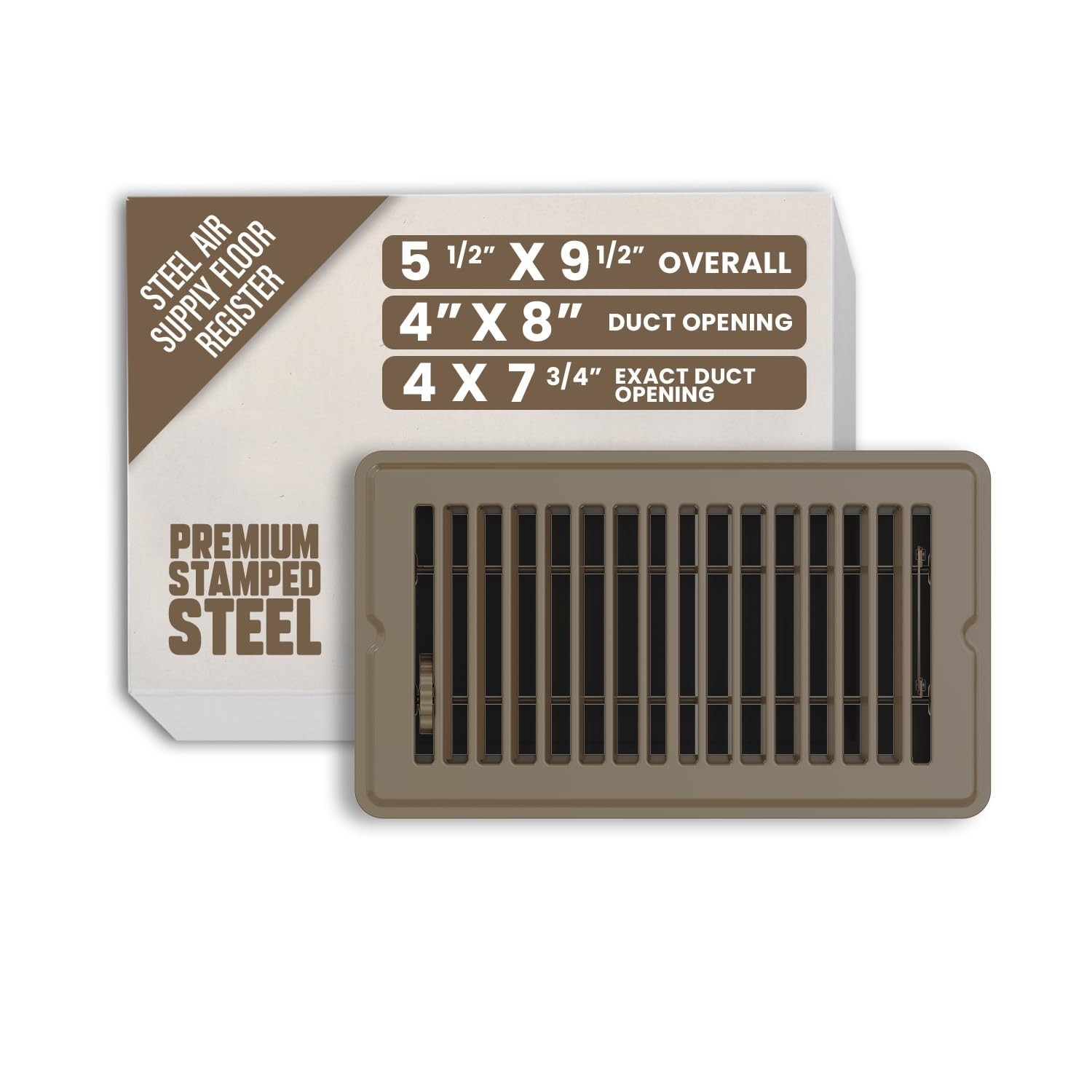 Floor Register 4×8 Inches, Heavy Duty Walkable Steel Floor Vents, Ease Adjust…