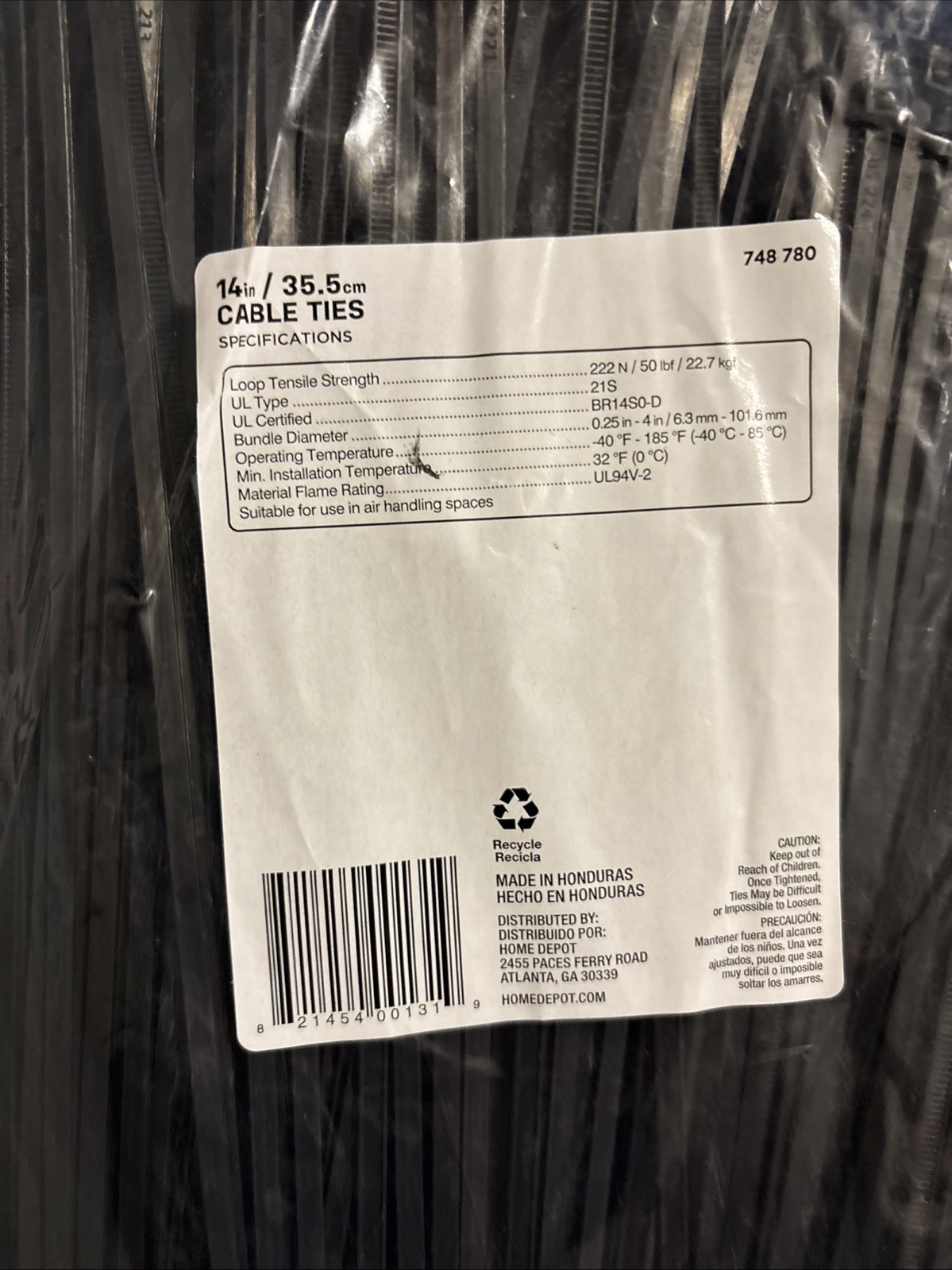 500-Pack 14” Cable Ties (Commercial Electric)