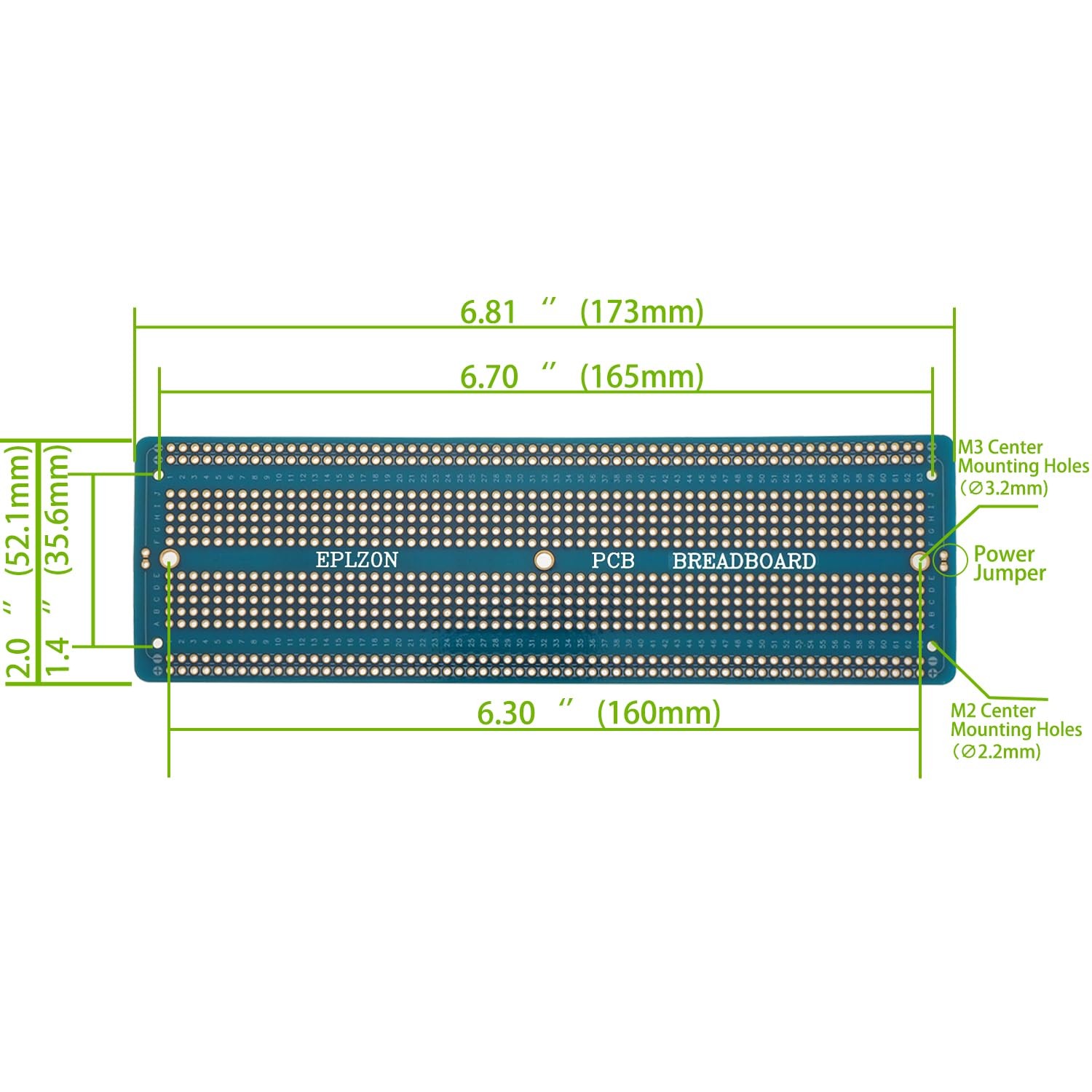 6.8×2.05 Solderable Prototype PCB Board Kit Blue Electronics DIY C Color: Blue