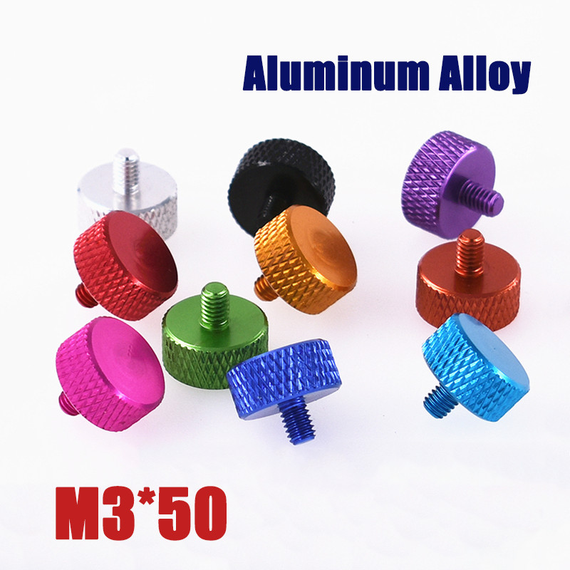 M3*50 Aluminum Alloy Knurled Thumb Screws Hand Grip Knob Bolts Thread L:50mm