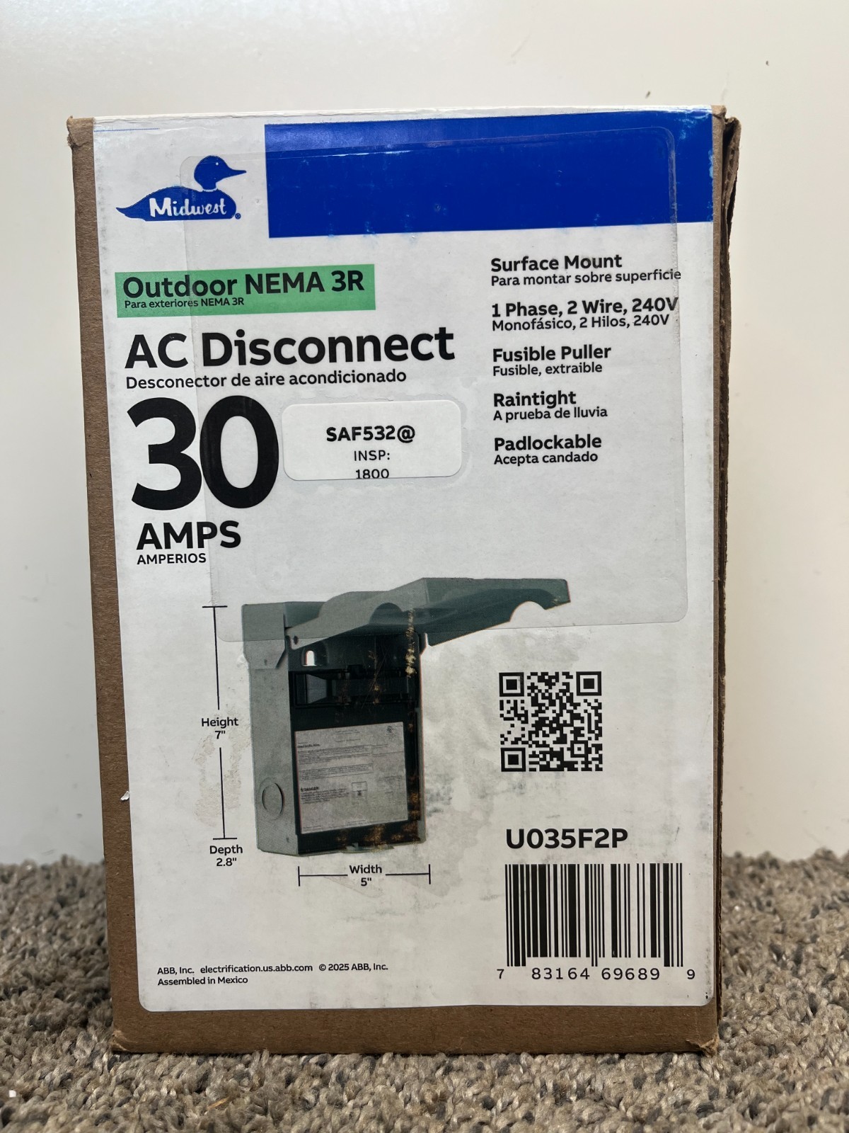 Midwest Electric Products 30-Amp 120/240-Volt Fused AC Disconnect (U035F2P)