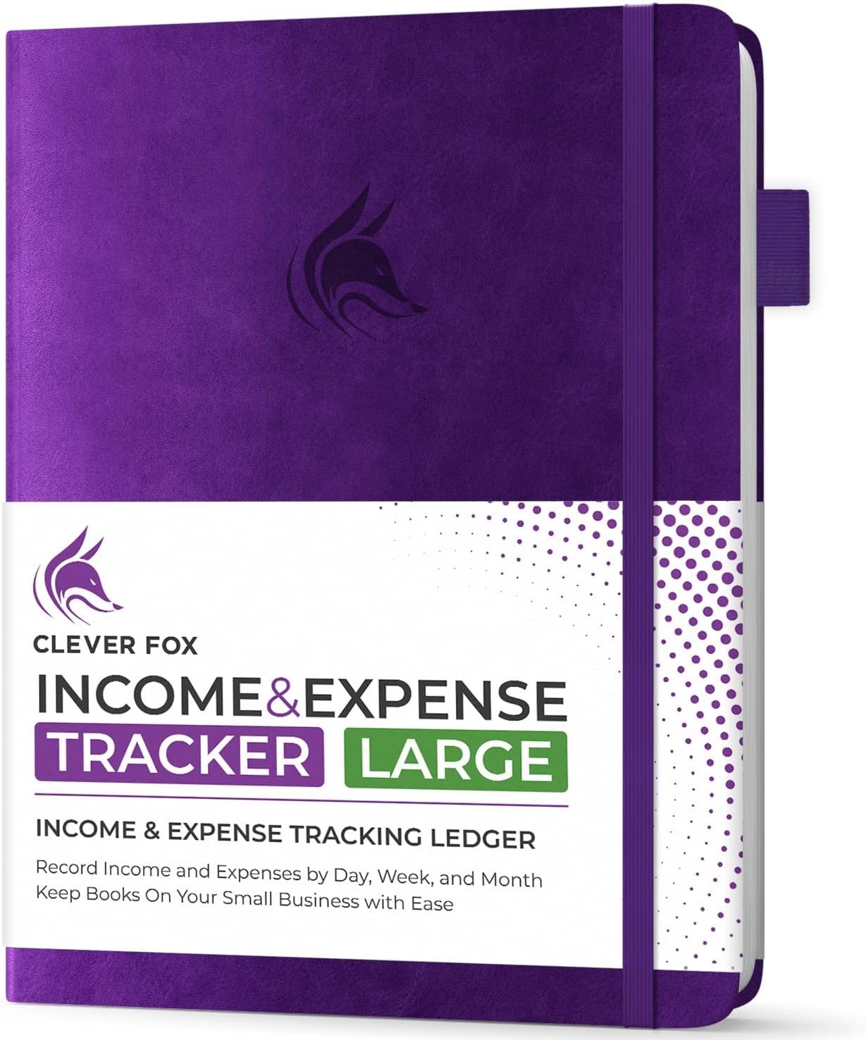Clever Fox Income & Expense Tracker Large A4 2-Year Record Book (Purple)