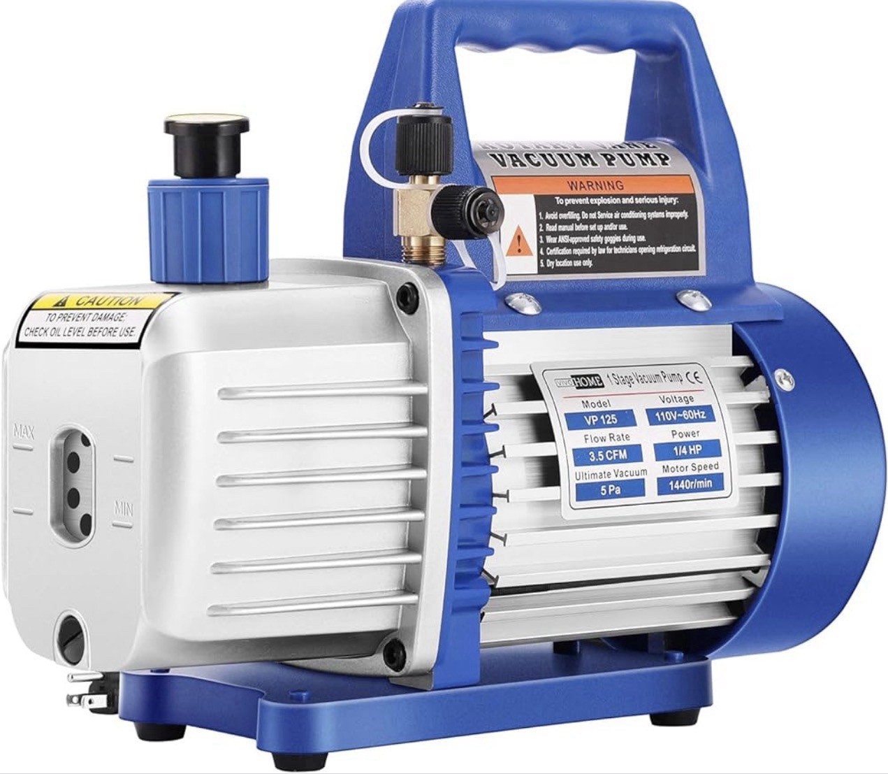 VIVOHOME Single Stage Rotary Vane Air Vacuum Pump 110V 1/4 HP 3.5 CFM VP125