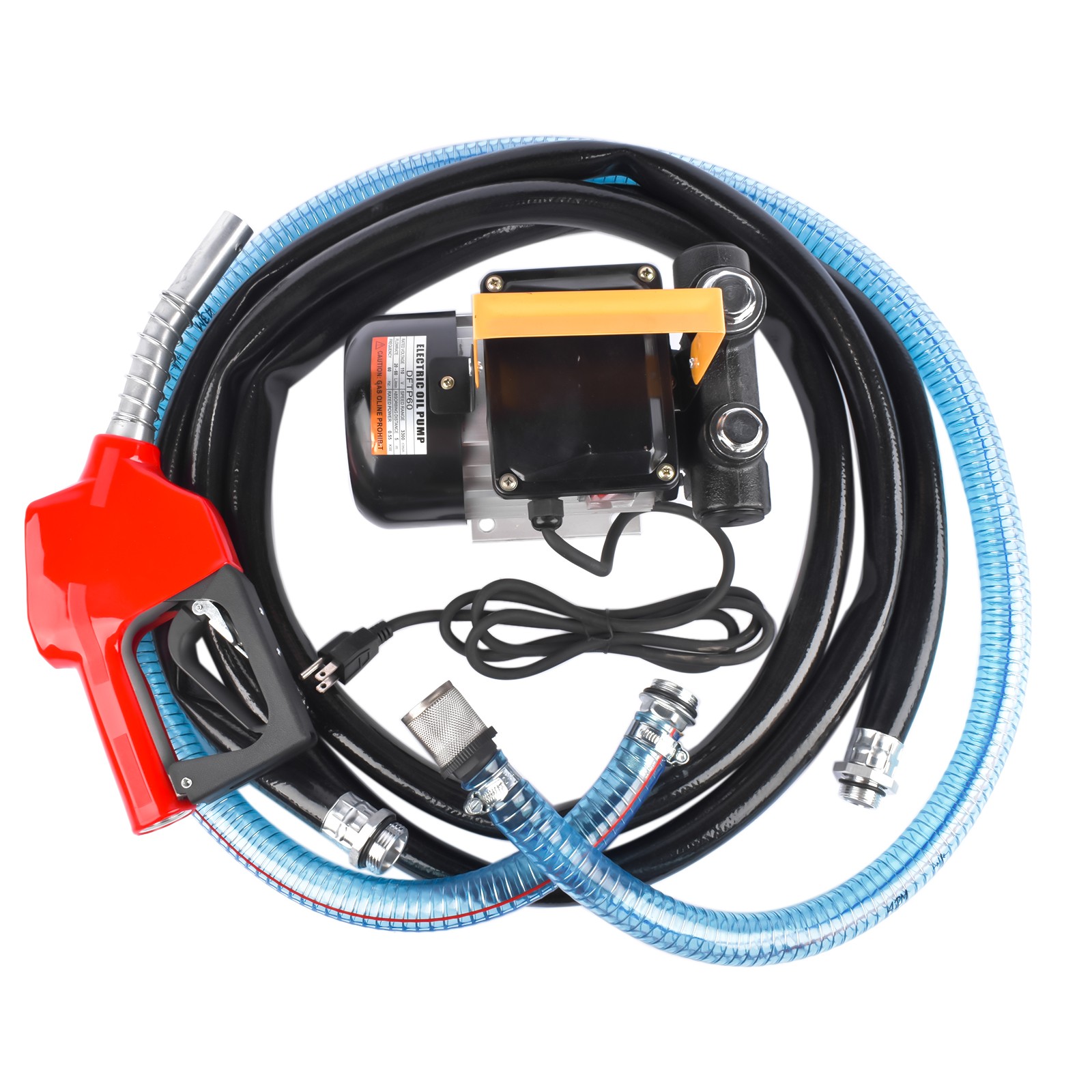 AC Fuel Transfer Pump Refueling Gun Kit 16GPM 110V 60Hz 550w Self-Priming 16ft
