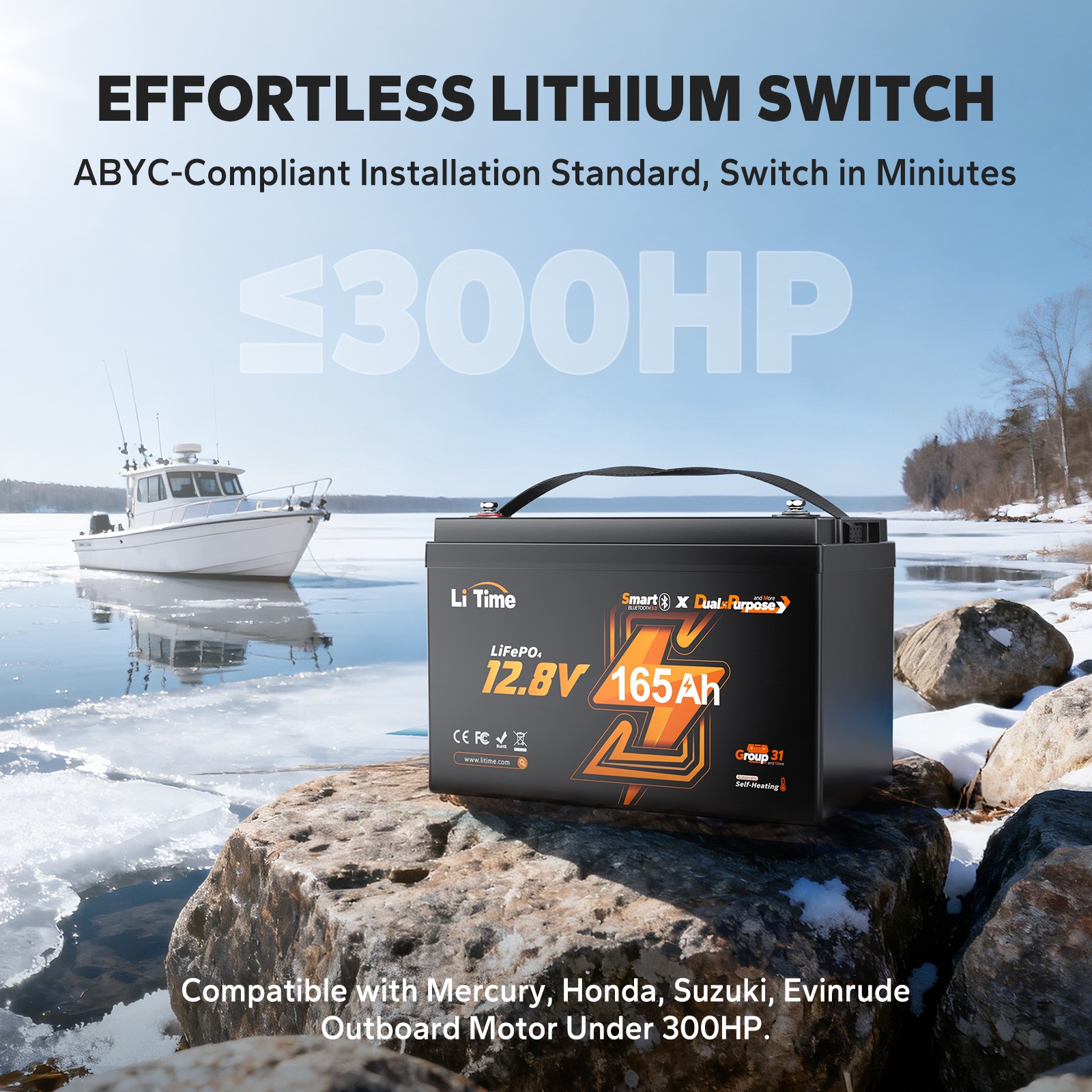LiTime 12V 140Ah Dual Purpose LiFePO4 Battery CCA 900 1792Wh For Marine RV Solar