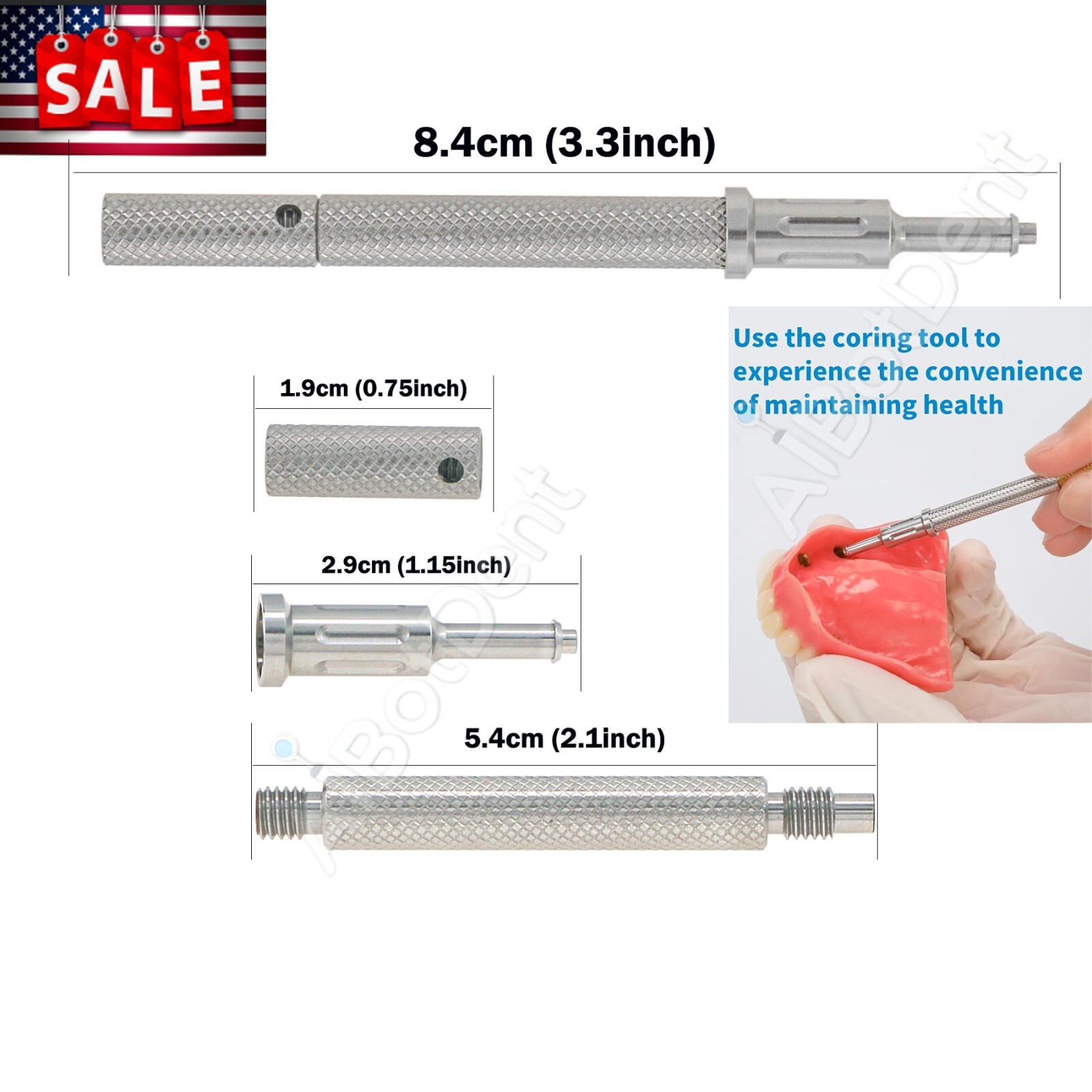 US Dental Overdenture Locator Implant Abutment for Zimmer/Hiossen Male Caps Tool