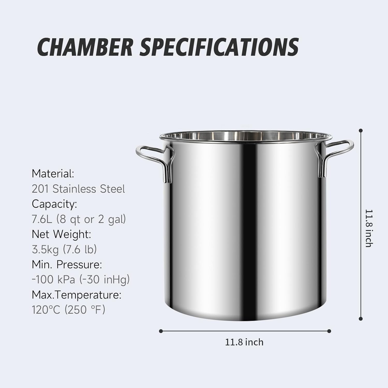 5 Gallon Vacuum Chamber 4CFM Single Stage Pump Degassing Chamber Kit 1/3 HP