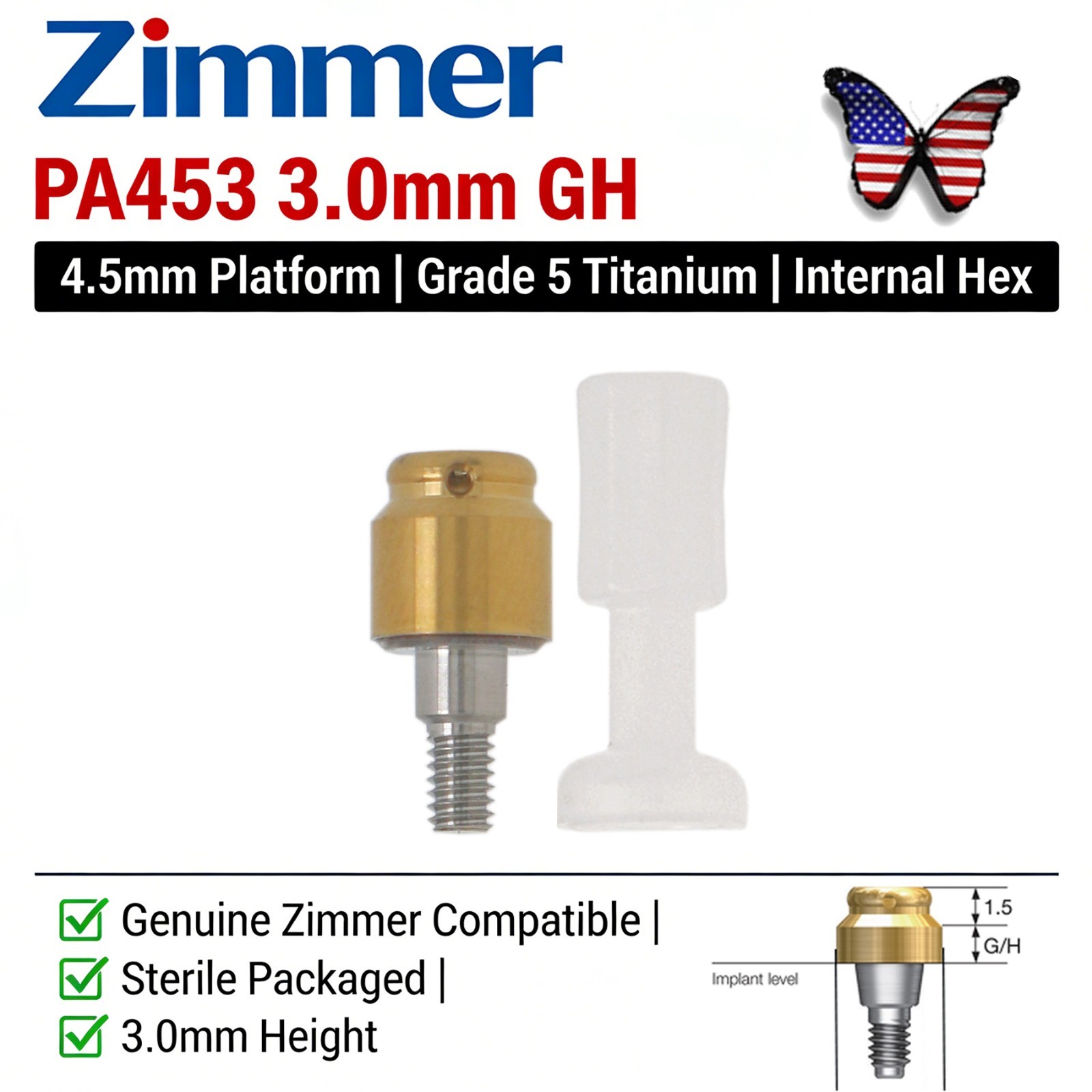 Locator Abutment 1–5mm for Zimmer TSV 3.5/4.5 Compatible MIS Adin Male Caps Tool