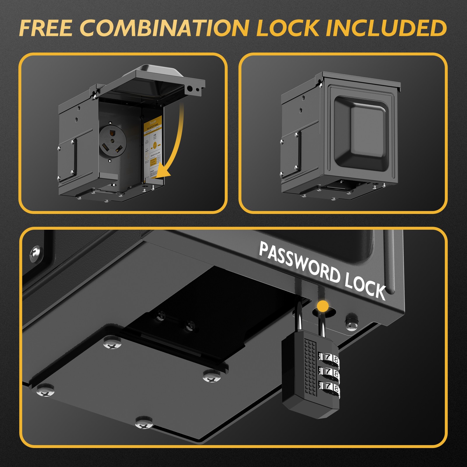 TOOLIOM 30A RV/EV Outlet Box NEMA TT-30R Lockable Weatherproof for Camper