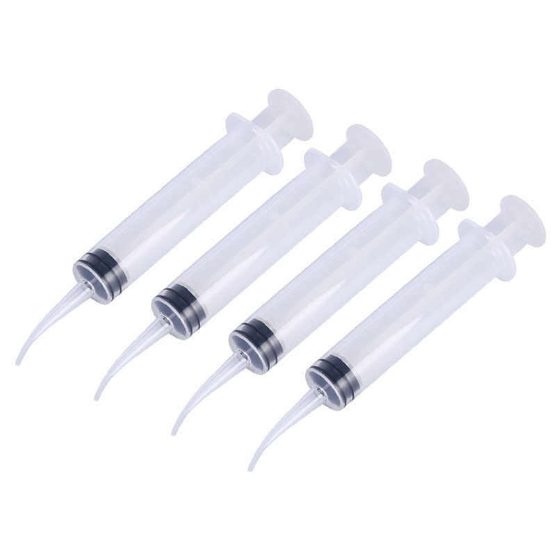 10-500 Pcs Dental Disposable Plunger Irrigation Syringe Curved Tips Fit 12cc