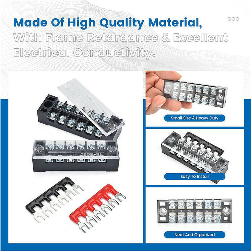 3-12 Pin Terminal Block Barrier Strip Dual Row Screw 15A with Cover 1/5/10 Sets