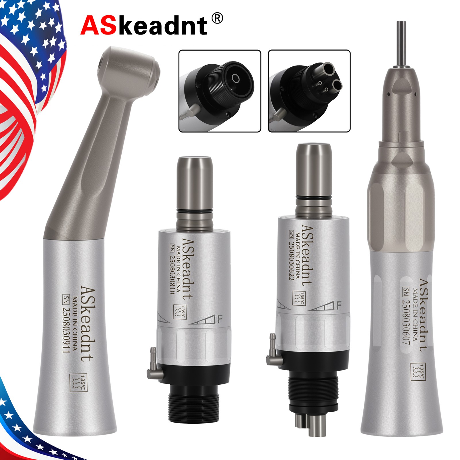 Dental Contra Angle Straight Nosecone Handpiece Air Motor Low Speed 2/4 Holes FX