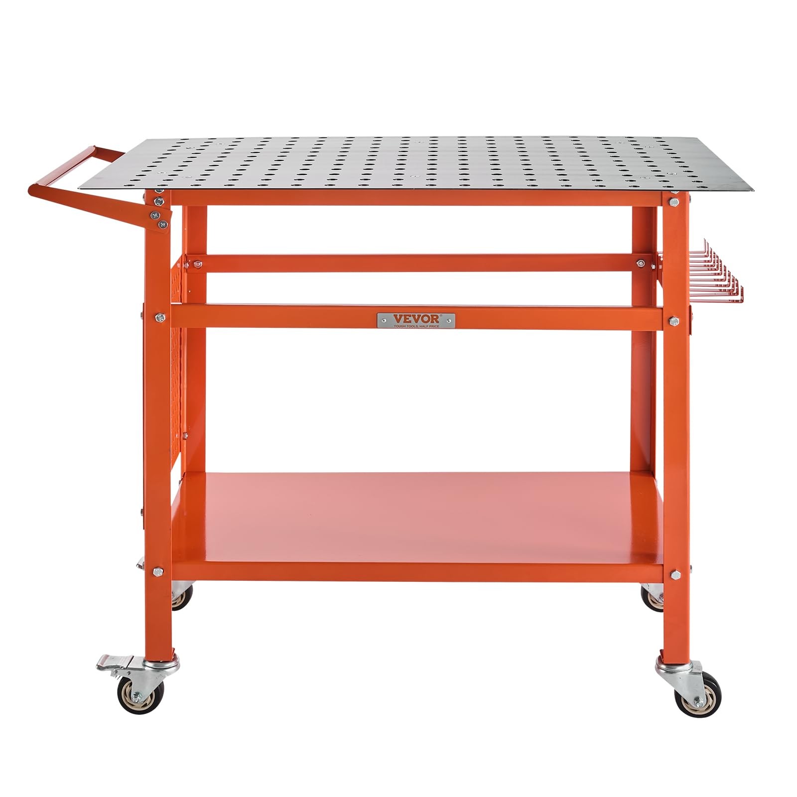 40X24 Orange Welding Workbench 800Lbs Capacity With Wheels And Storage Hooks