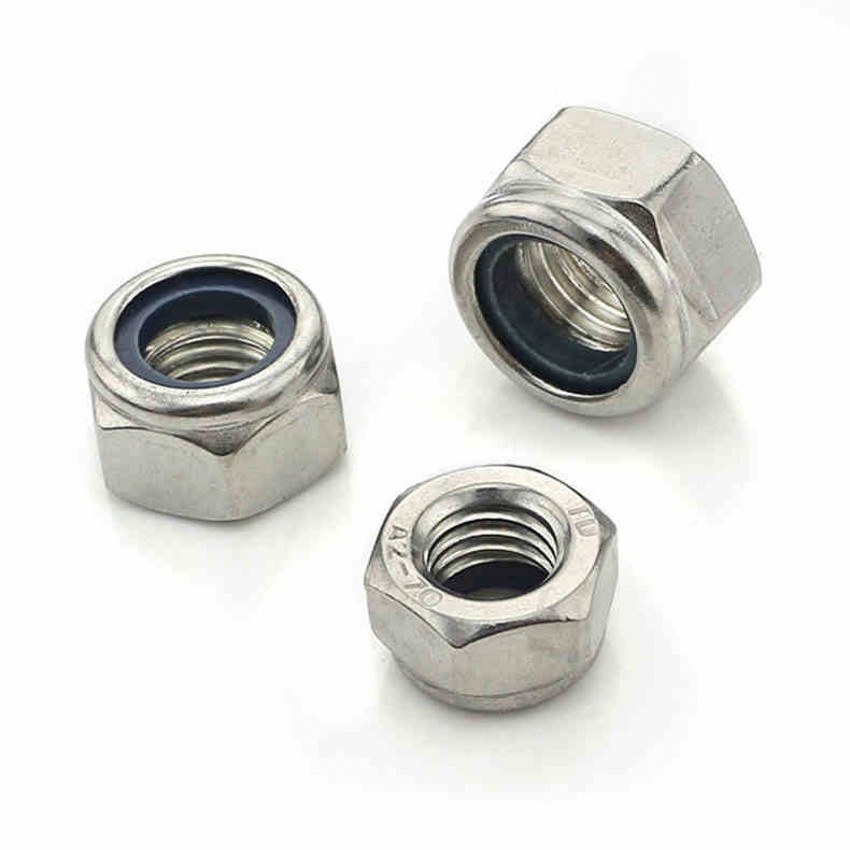 304 Stainless M6 M8 M10 M12 Left Hand Thread Nylon Insert Lock Nuts Nyloc Nuts