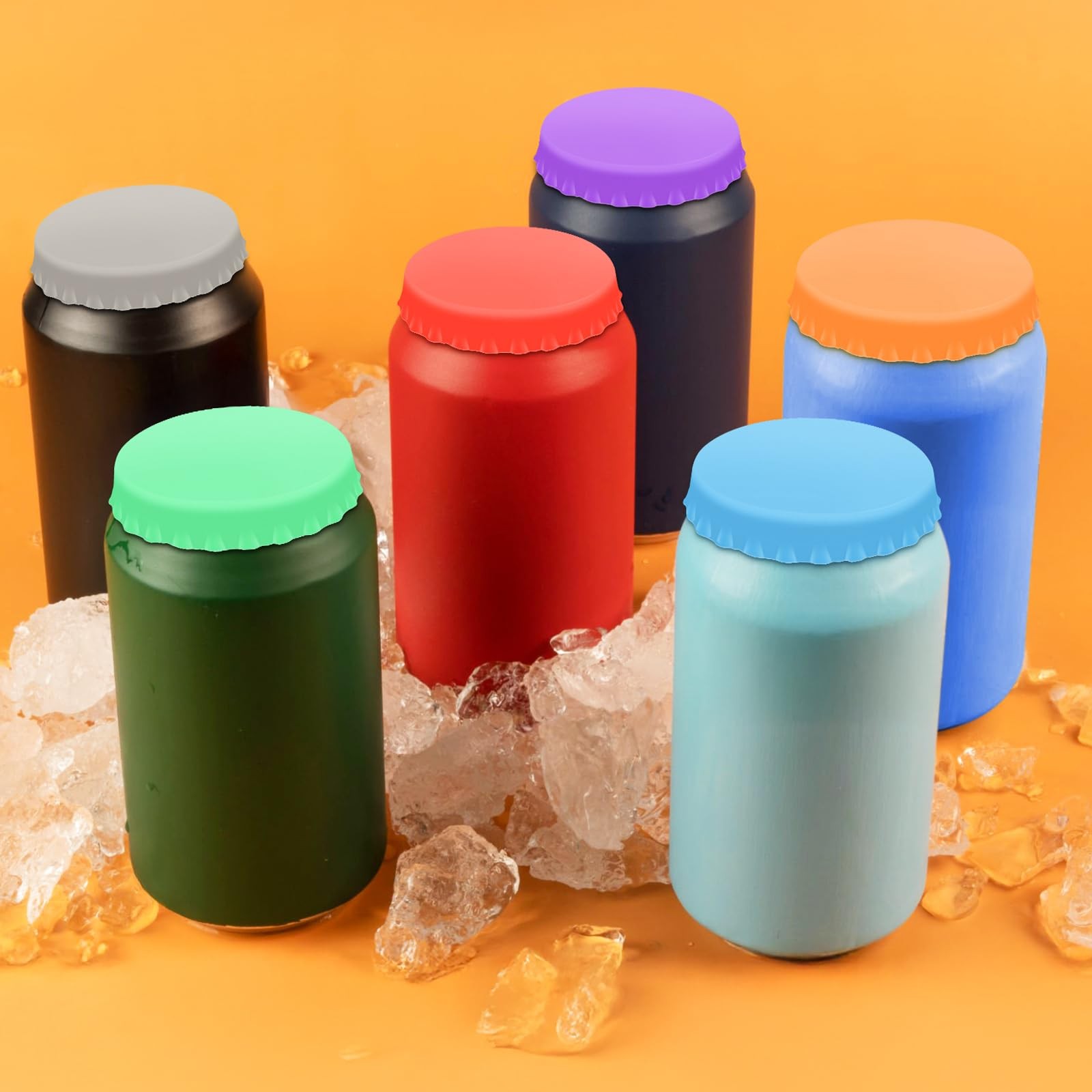 6 PCS Silicone Soda Can Lids,6 Color BPA-Free Reusable Multiple colors