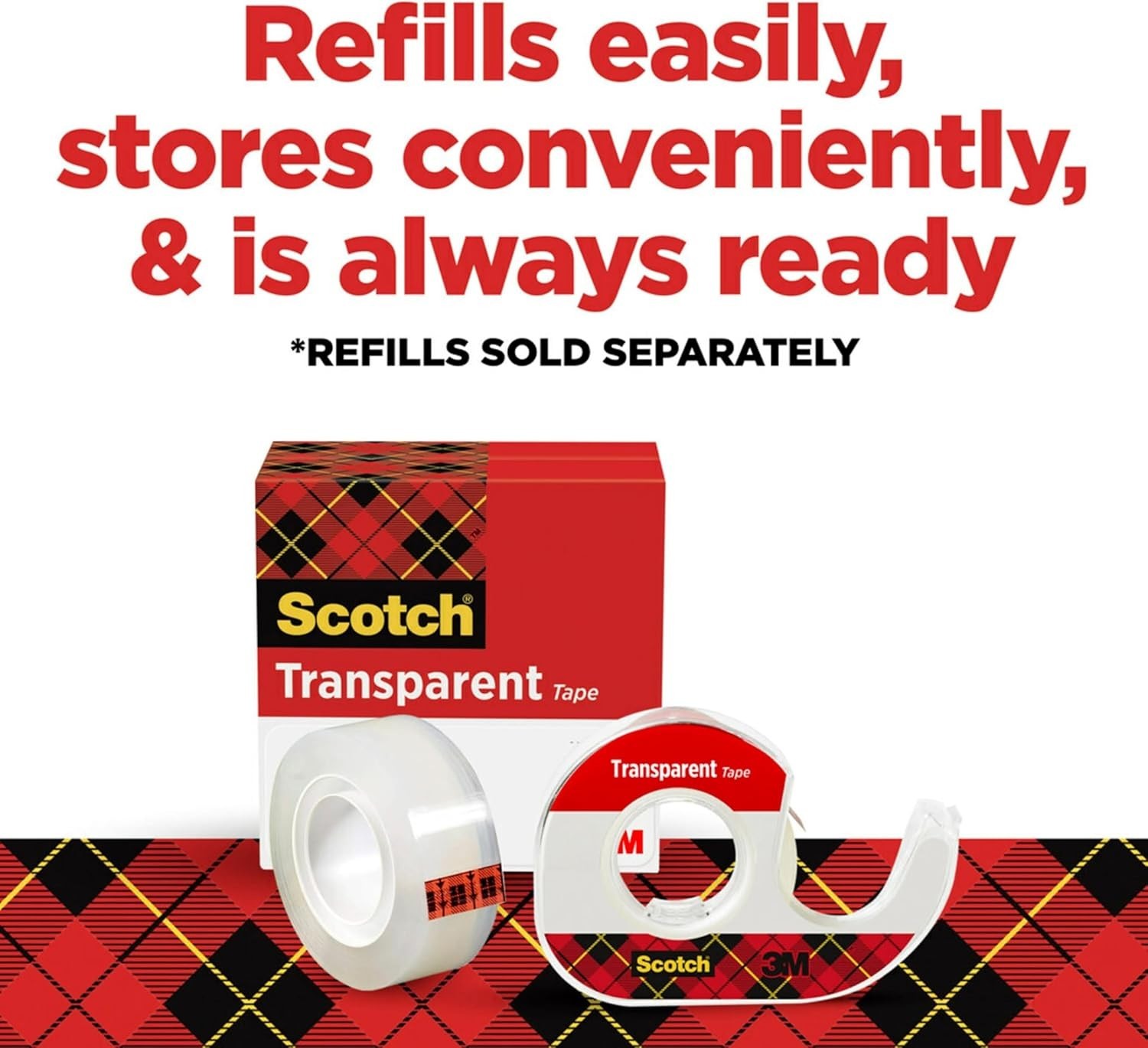 Scotch Transparent Tape, 0.5 in x 450 in (12.7 mm x 11.4 m)