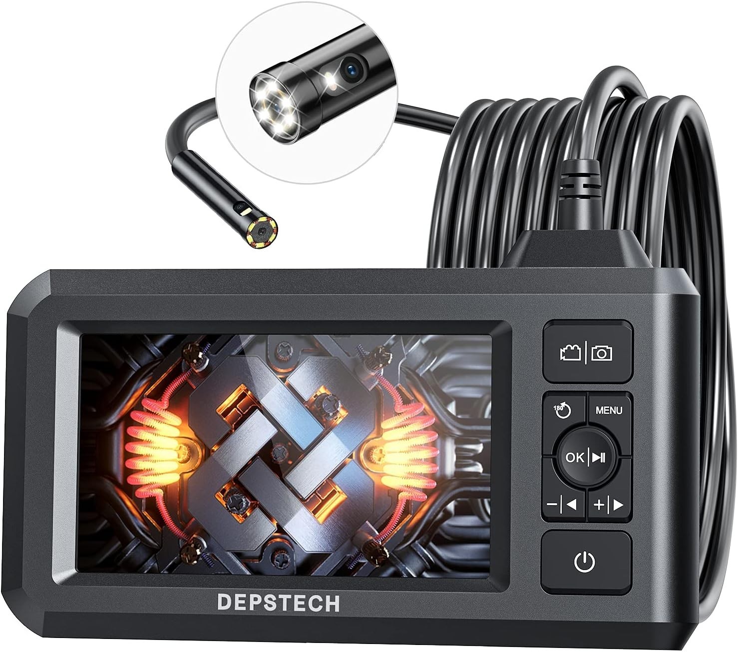 Dual Lens Industrial Endoscope, 1080P Digital Borescope Inspection Came