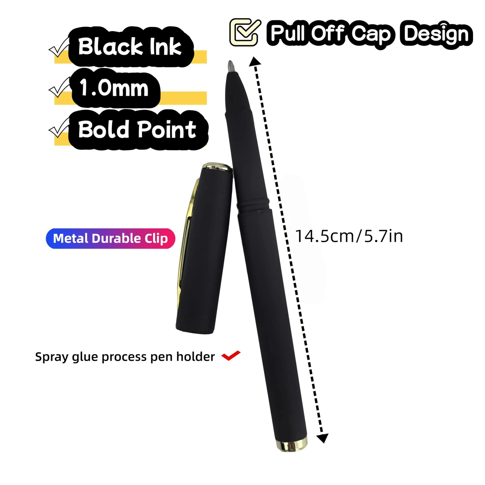 Fengtaiyuan Capped Gel Pens, 1.0mm Bold Point 1 Count (Pack of 6), 10P18x6