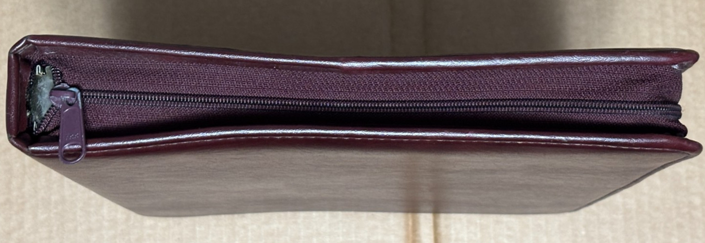 Franklin Quest Zip 3 Ring Organizer Binder Burgundy Leather Made in USA Vintage