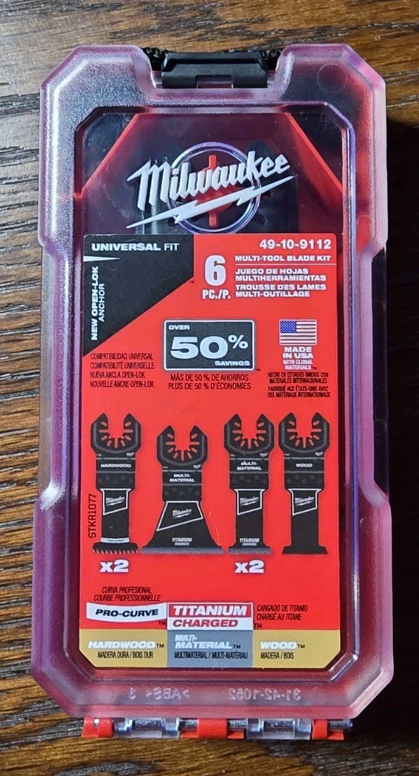 Milwaukee OPEN-LOK 49-10-9112 Multi-Tool Blade w/Storage Case -6Pc Universal fit
