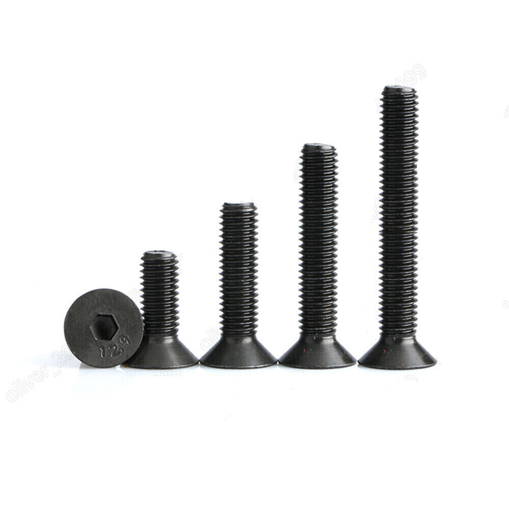 M7-1.0 Black 12.9 Steel Hex Socket Bolts Countersunk Flat Head Screws