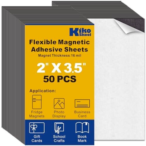 Business Card Magnets, 2X3.5 Inch,50 Pack, Peel and Stick Self Adhesive Magnetic