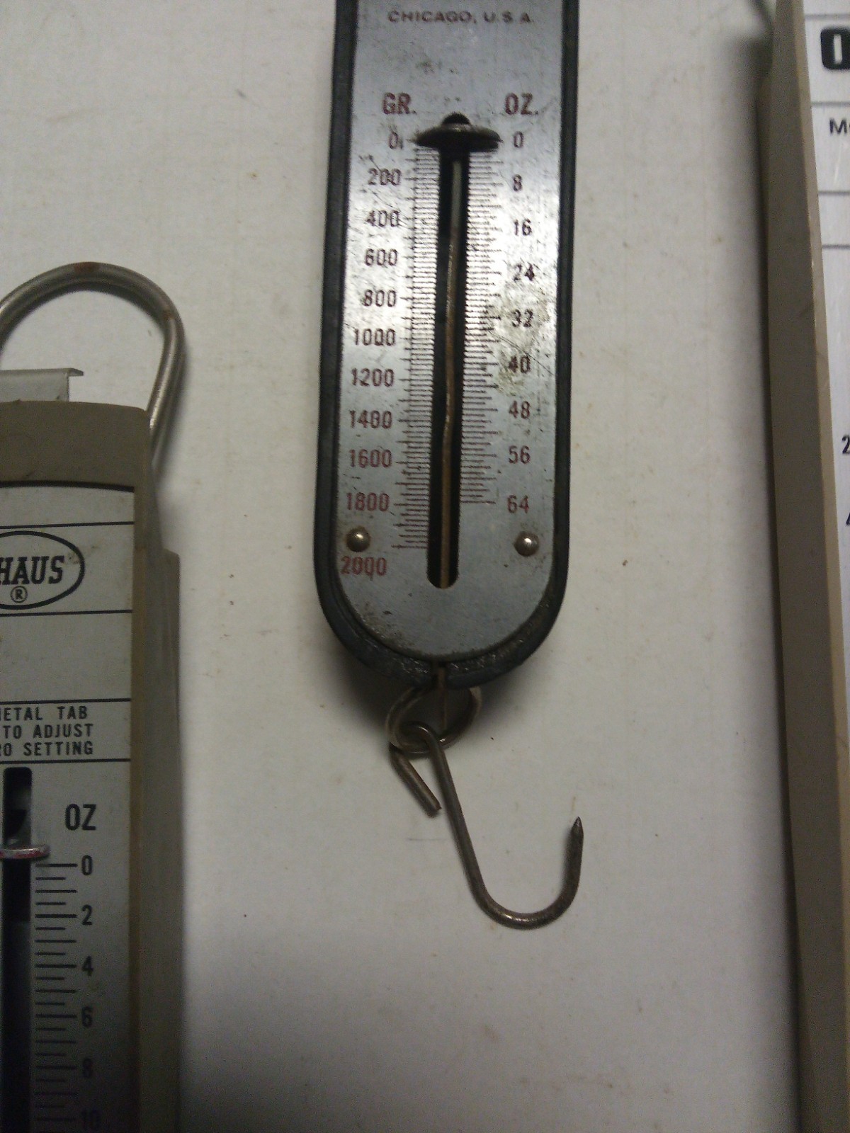 5 Different Hanging Spring Scales,Ohaus,Welch,Milvay,Grams/Ounces,School Surplus